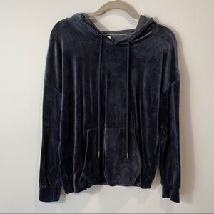 Green Tea Navy Velvet Hoodie